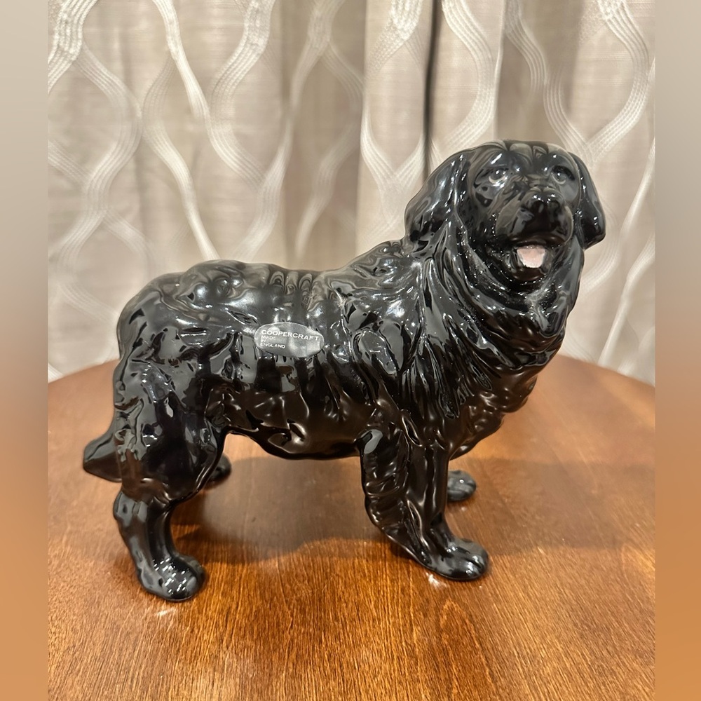 Vintage 7" Black Coopercraft England Ceramic Dog Figurine